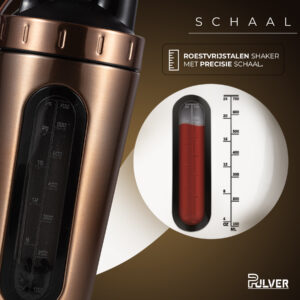 Pulver®- Premium RVS Shakebeker - Proteïne en Eiwit Shaker - Shake beker - BPA Vrij - 1000 ml - Shaker - Drinkfles 1 liter - Rosegoud - Afbeelding 5
