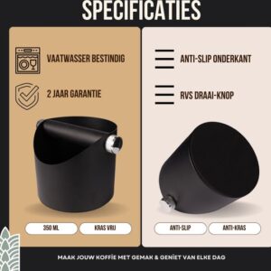 Selotus®- Espresso Coffee / koffie Knock Box - Duurzaam, Schokabsorberend en Anti-slip - afneembaar - RVS - Afbeelding 2