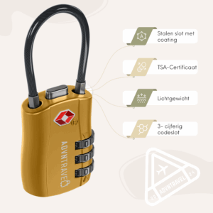 ADVNTravel® - Reisslot - Slot - TSA kofferslot - tasslot - Hangslot - 3 Cijferig - Cijferslot - 2 stuks - Geel - Afbeelding 2