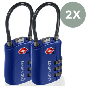 ADVNTravel® - Reisslot - Slot - TSA kofferslot - tasslot - Hangslot - 3 Cijferig - Cijferslot - 2 stuks - Blauw