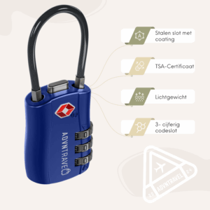 ADVNTravel® - Reisslot - Slot - TSA kofferslot - tasslot - Hangslot - 3 Cijferig - Cijferslot - 2 stuks - Blauw - Afbeelding 2