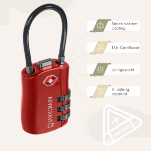 ADVNTravel® - Reisslot - Slot - TSA kofferslot - tasslot - Hangslot - 3 Cijferig - Cijferslot - 2 stuks - Rood - Afbeelding 4